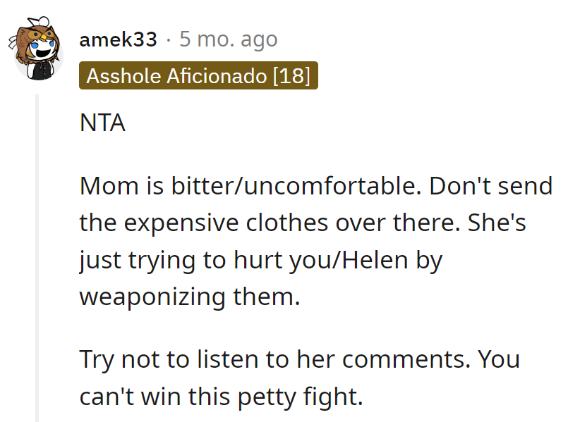 Mom's bitterness is a fashion faux pas. Keep the couture, dodge the drama.