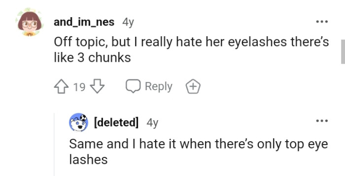This Redditor hates her eyelashes