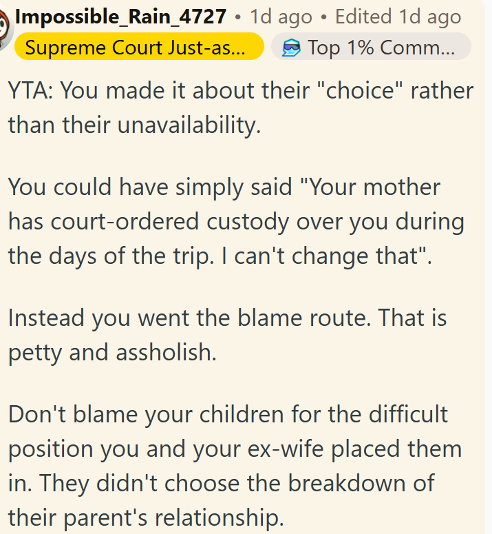 OP needs to recognize that the kids are caught in a situation shaped by the adults, not by their own doing.