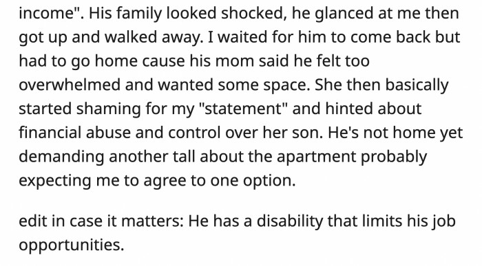 So, OP is financially abusive?