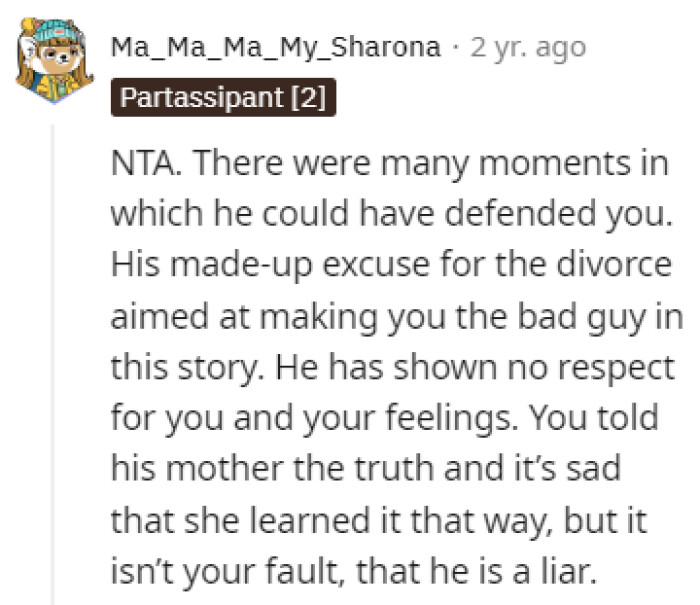 The husband showed no respect for OP.