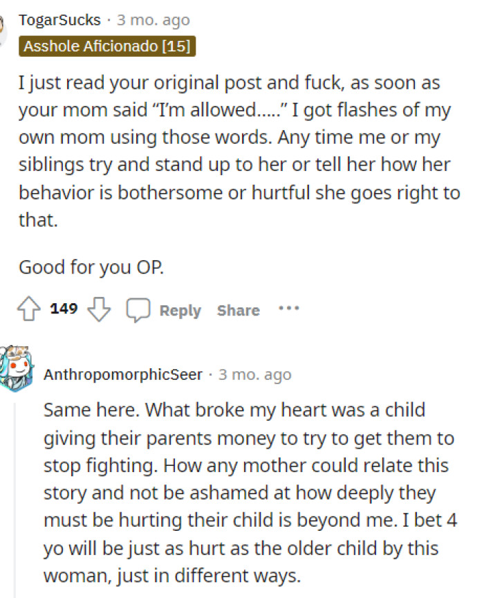 Many people have had this same sort of experience with their mom or dad, and it's quite sad that parents think they can talk or act this way with their children.