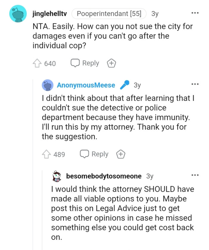 How can you not sue the city for damages?