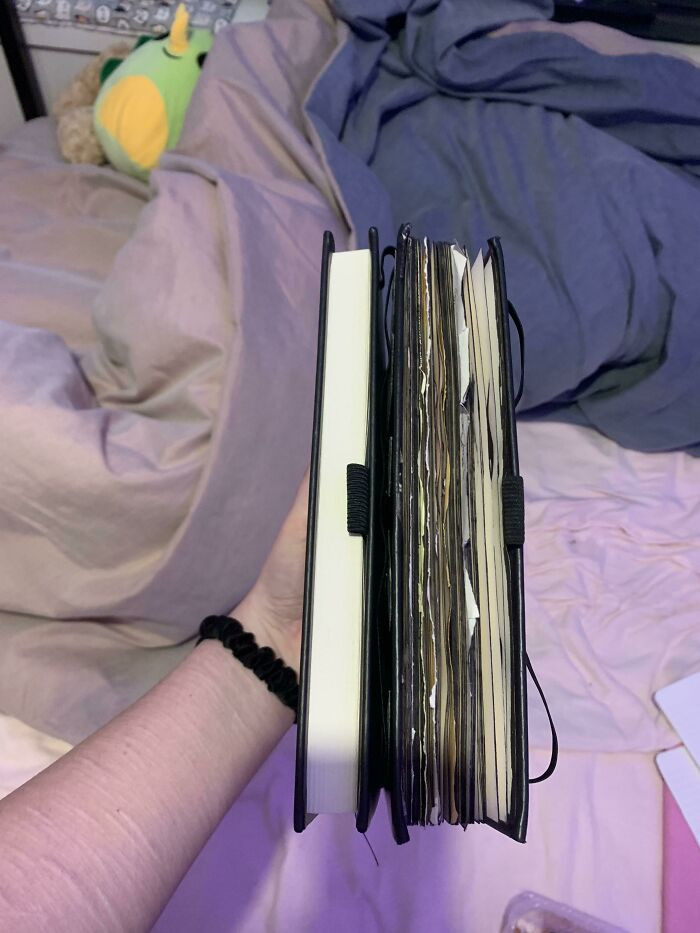 "Brand New Sketch Book Next To A Fully Used One (Same Type Of Sketch Book)"