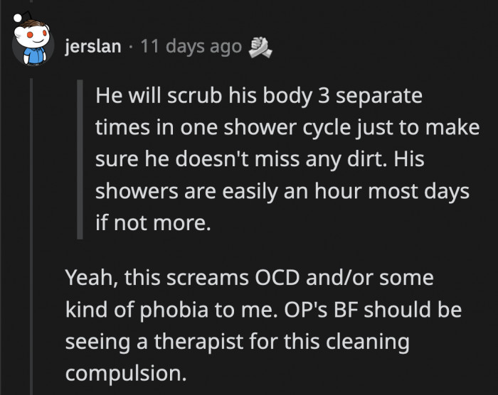 At the very least, OP needs to encourage her boyfriend to see a therapist.