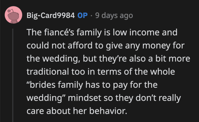 Their parents already did their part; it's her sister's fault for going beyond what she can afford.
