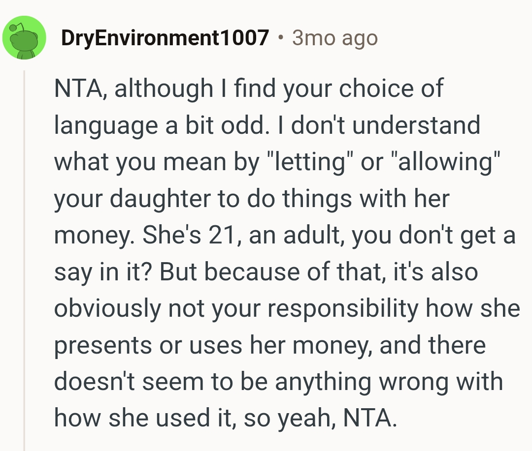 It's her money after all