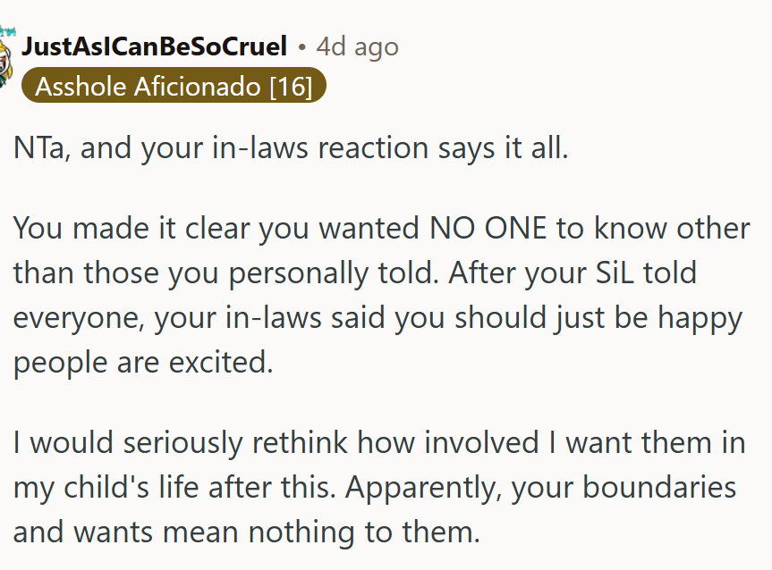 OP's boundaries and wants mean nothing to them.