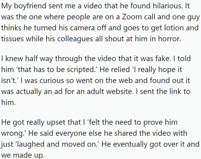 Her boyfriend sends her videos