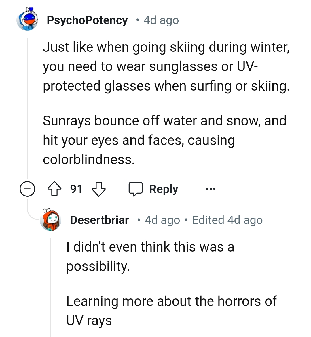 Sunrays bounce off water and snow hits your eyes and face