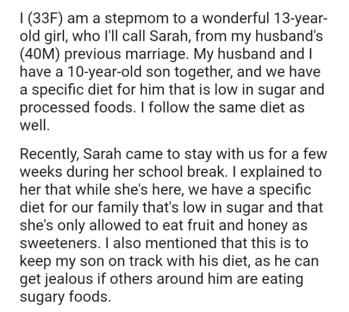 The OP has a specific diet for her son that is low in sugar and processed foods