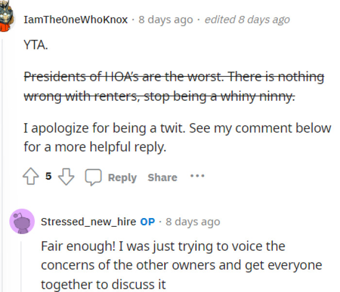 This comment succinctly expresses our feelings. It is very brief but conveys exactly how we feel to OP.