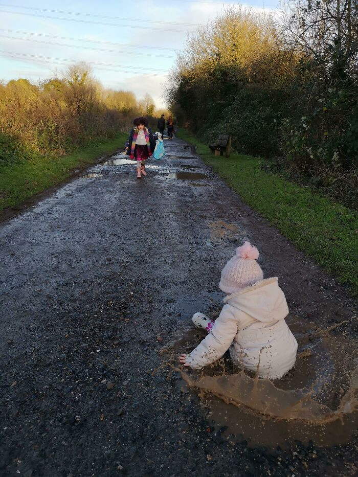 "Take A Picture, She Said. 'Okay, Just Make Sure She Doesn't Fall Flat On Her Face In A Puddle.' 2 Seconds Later..."