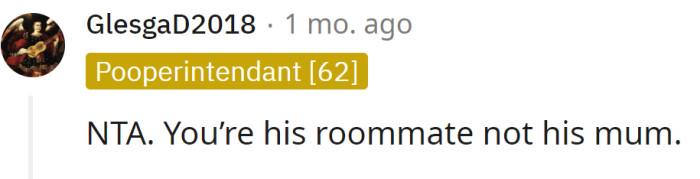 The OP just shares a living space with him
