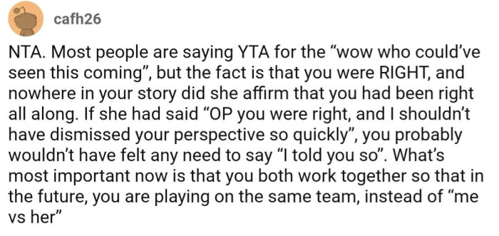 Does it make a difference if OP was right or not?