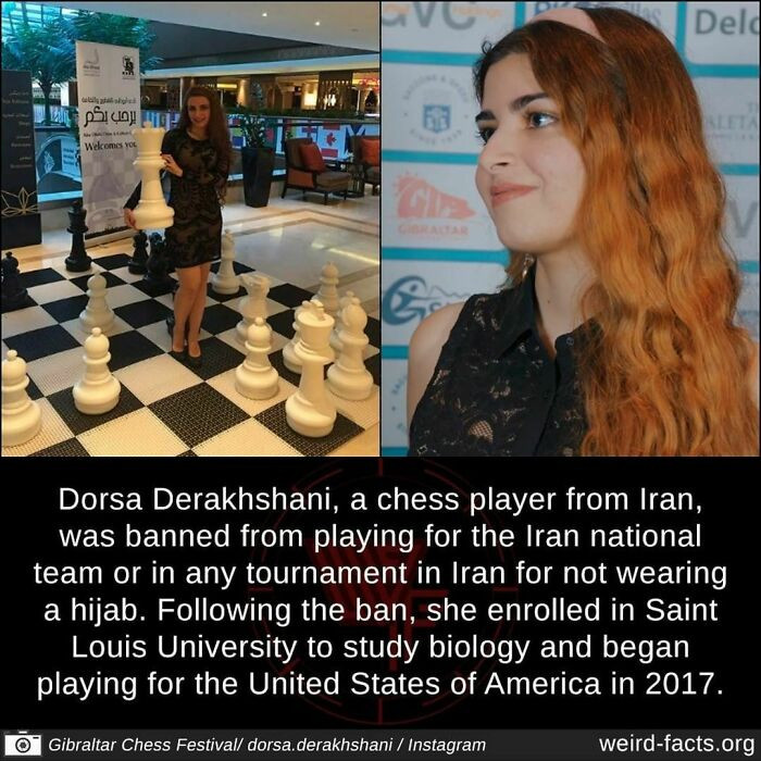 8. A brilliant Iranian woman found a workaround to be able to compete in a chess tournament