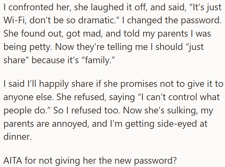 Sibling drama over Wi-Fi password sparks family tension.