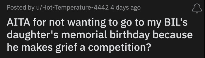 He told OP that he lost a child, which is so much worse than her losing her boyfriend