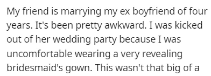 OP's Friend is Marrying Her Ex-Boyfriend, and the Whole Wedding Organization Has Been a Terrible Experience for OP