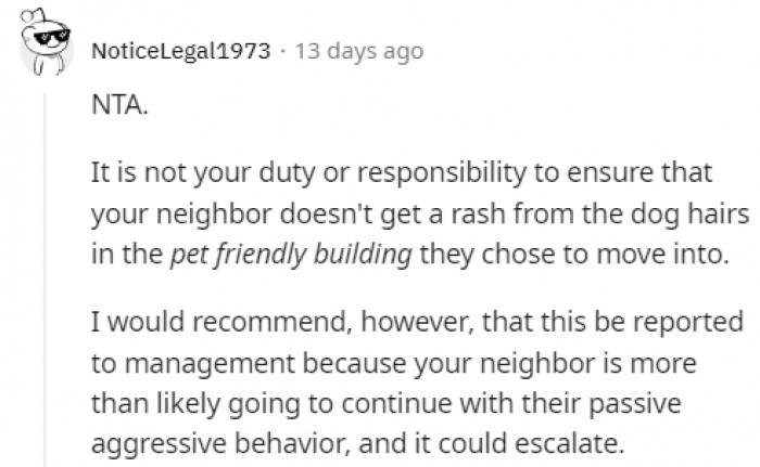 A person with a dog allergy living in a pet-friendly building.