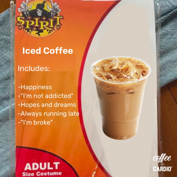 13. A Fake Spirit Halloween Costume of Iced Coffee