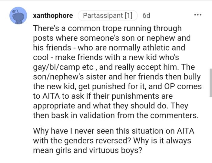 This Redditor wants to know why it's a normal trope running through this kind of posts
