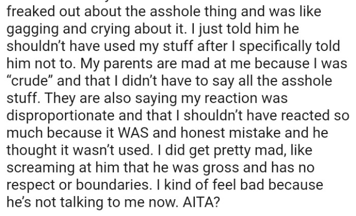 OP's parents said she shouldn’t have reacted so much because it was just an honest mistake