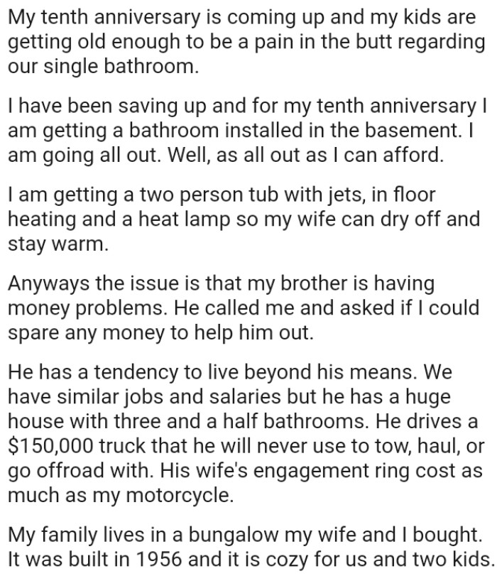 The OP is getting a two-person tub with jets, in-floor heating, and a heat lamp