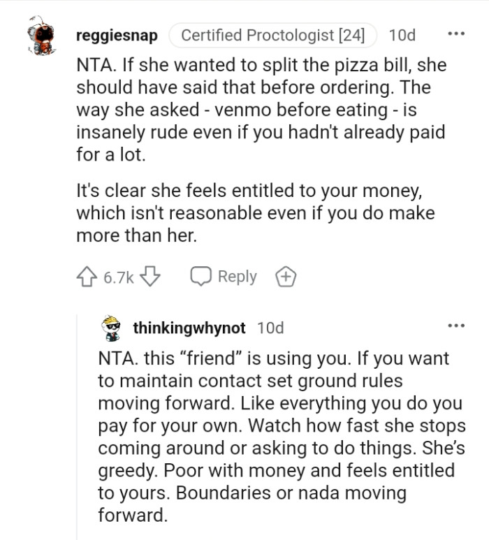 It's clear she feels entitled to your money