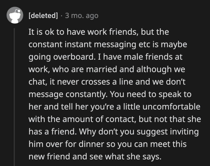 I wonder how his wife will react if OP suggests that they have dinner with Dave