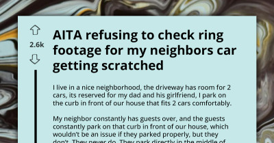 Redditor Declines To Provide Ring Footage Of Neighbor's Scratched Car, Dad Believes They Should've Helped