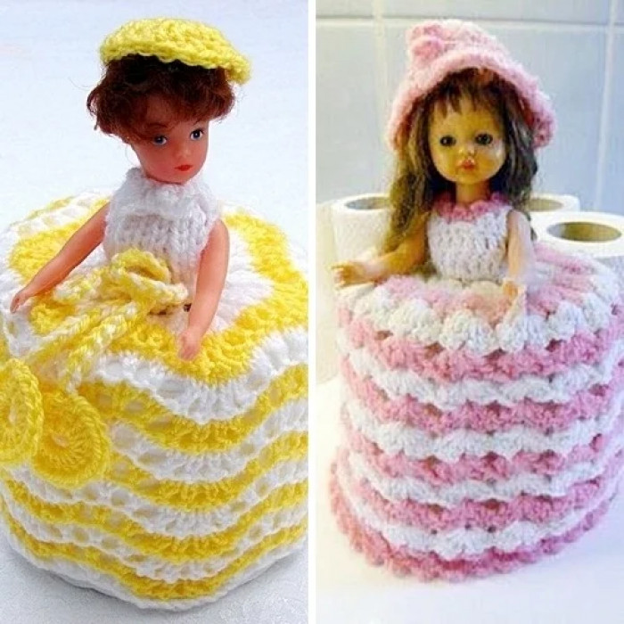 6. Knitted toilet roll covers