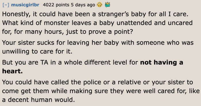 A user believes that what she did makes her a monster.