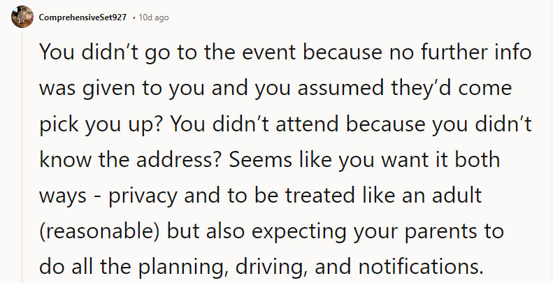 You didn’t attend because you didn’t know the address?