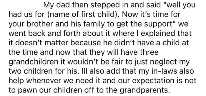The OP said it wouldn't be fair for his parents to 
