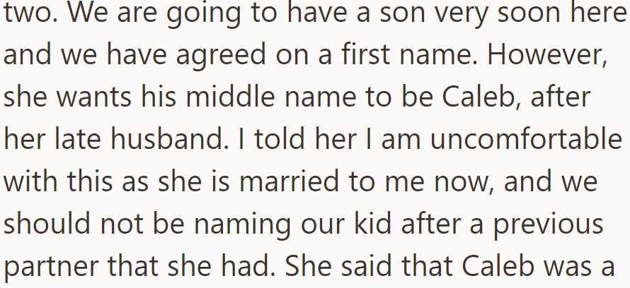 Now they're expecting a son, and she wants to name him after her late husband: