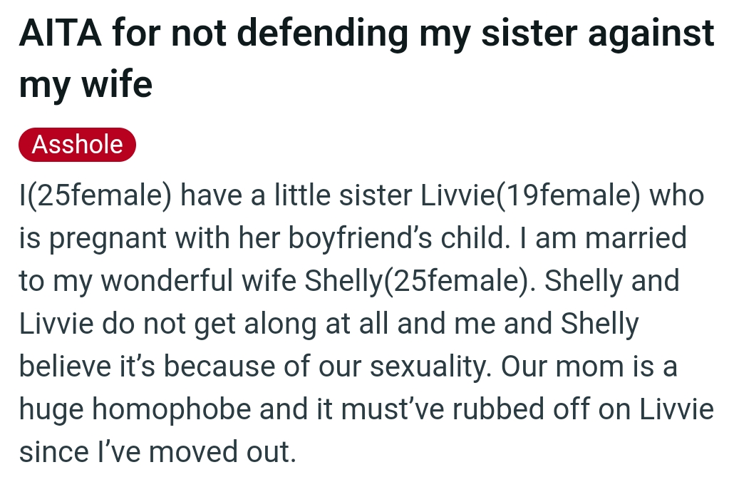 OP's teenage sister is pregnant with her boyfriend’s child