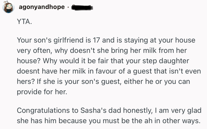 “Congratulations to Sasha's dad honestly, I am very glad she has him because you must be the ah in other ways.”