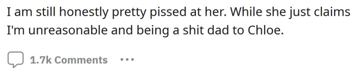 The OP says he's still angry with his wife over this.