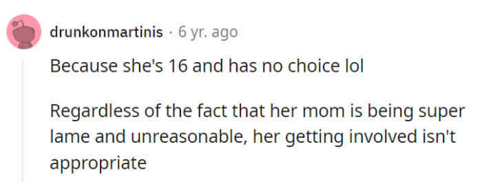 At 16, her choices are about as limited as a fast-food menu.