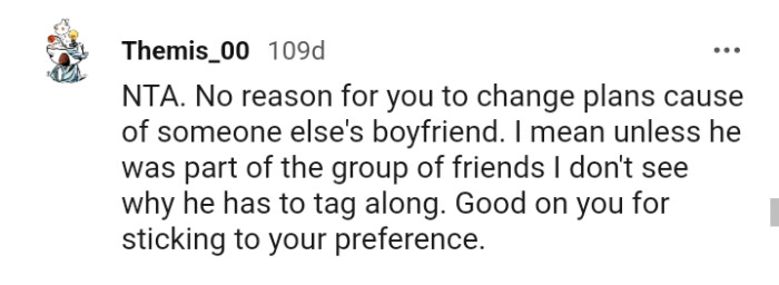 Good on you for sticking to your preference