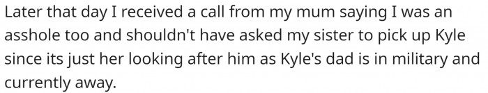 Mom called OP and said she was wrong