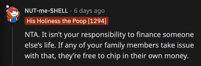 The first people to call OP an a**hole and disrespectful should be the first people to offer Laura a bed in their homes instead of mocking OP.