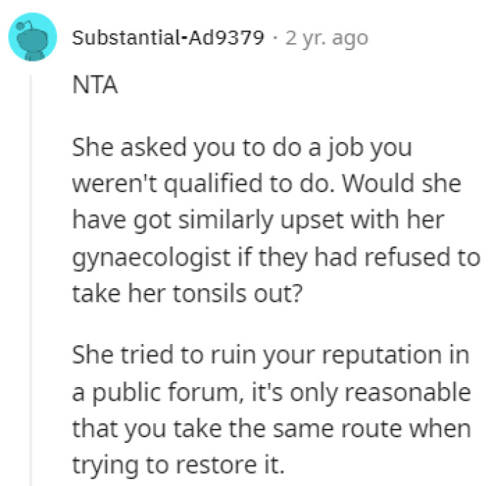 She tried to ruin OP's reputation