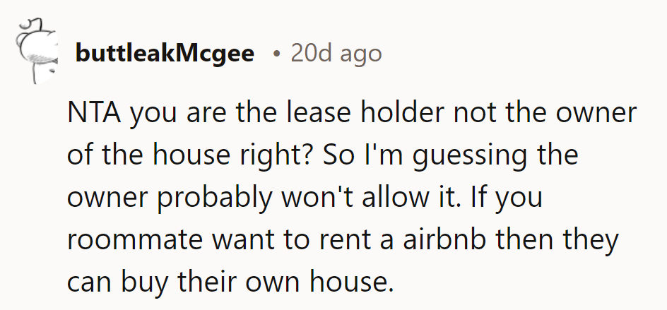 NTA. As the leaseholder, they're aware the owner probably wouldn't approve. Roommate, buy a place!