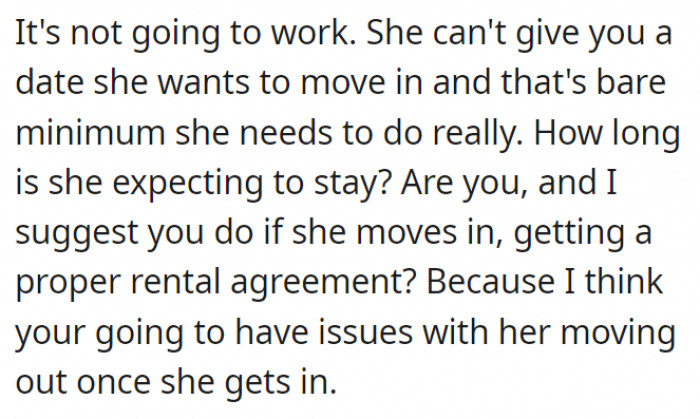 Giving a move-in date is the bare minimum, and she can't even do that