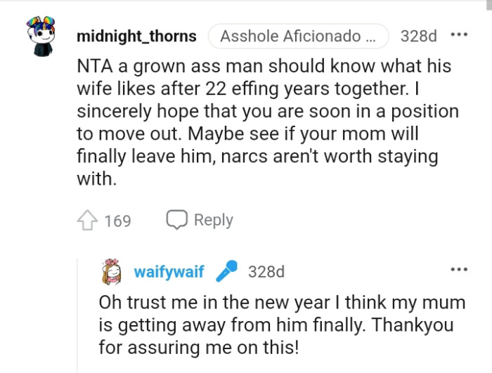 Seeing if OP's mom will leave him