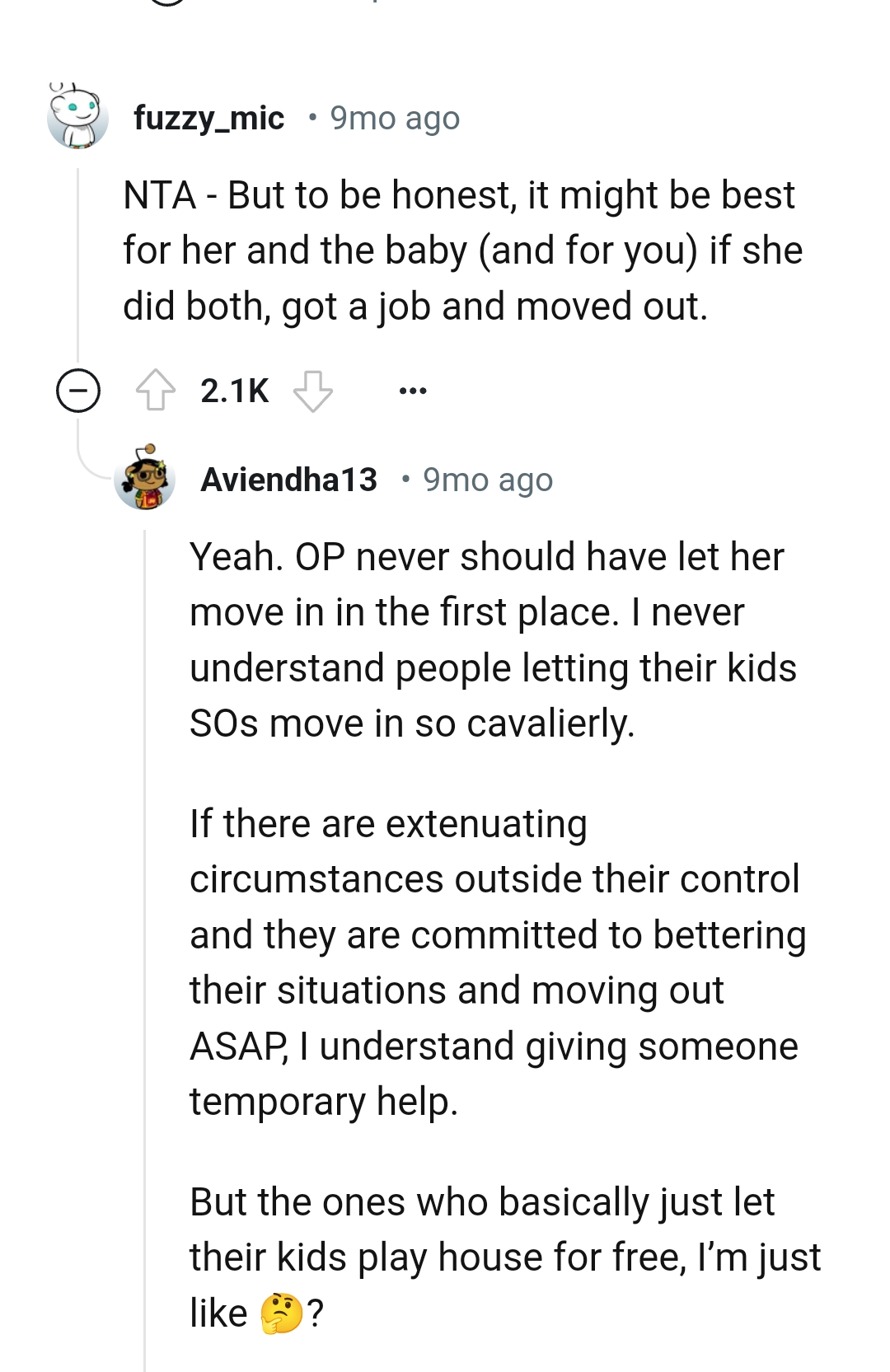 The OP should never have let her move in the first place