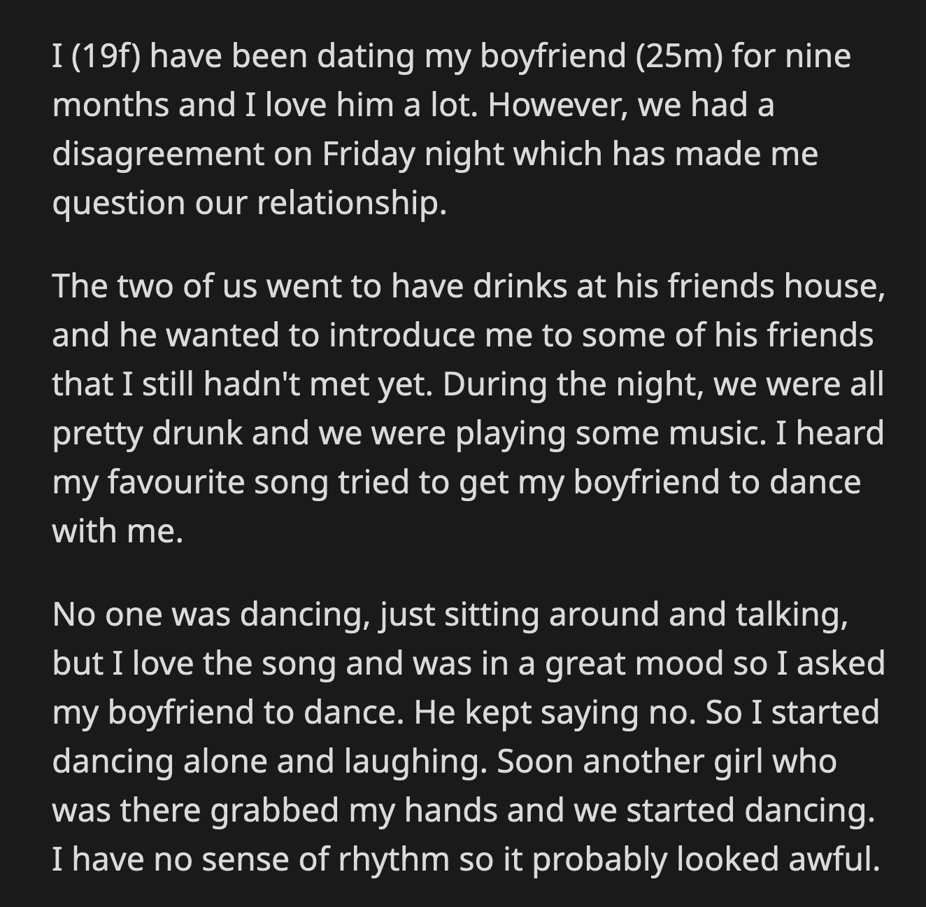 If you were in OP's dancing shoes, what would you do?