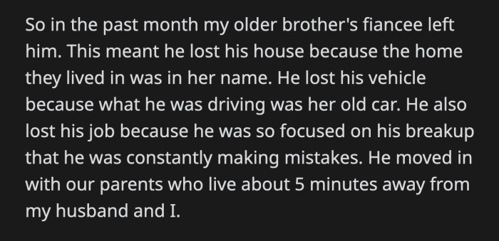 OP Still Tried to Dig Her Brother Out of His Pit of Misery. She Invited Him on Their Boat for a Weekend.